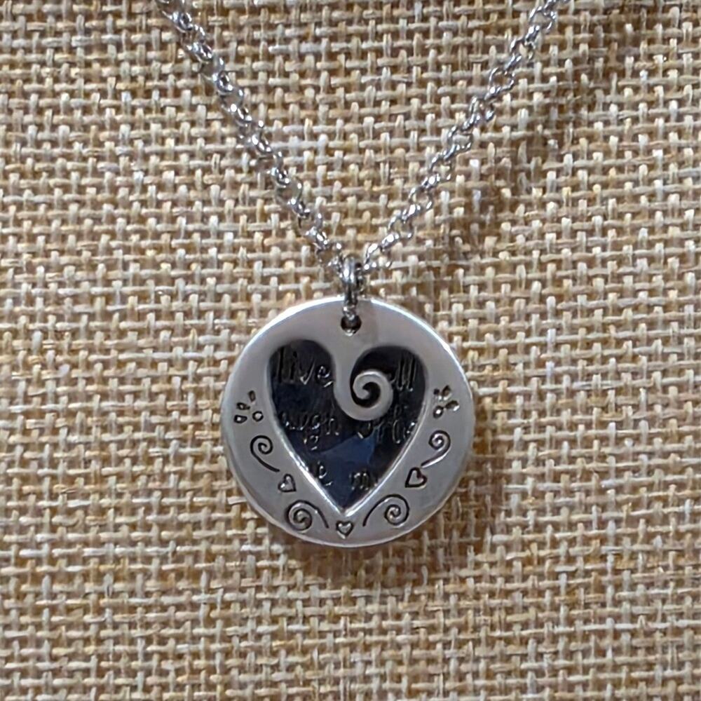 Brighton Inspirational Live Well Laugh Often Love Much Silver Heart Necklace